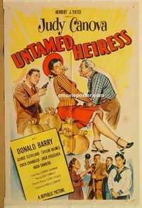 w066 UNTAMED HEIRESS one-sheet movie poster '54 Judy Canova, Red Barry