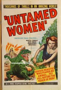 w067 UNTAMED WOMEN one-sheet movie poster '52 sexy cave babe!