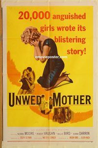 w069 UNWED MOTHER one-sheet movie poster '58 Robert Vaughn, very bad girls!
