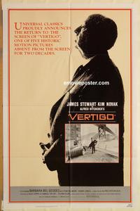 w074 VERTIGO one-sheet movie poster R83 James Stewart, Kim Novak