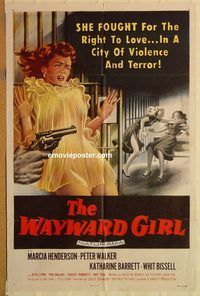 w084 WAYWARD GIRL one-sheet movie poster '57 sexy bad girl!