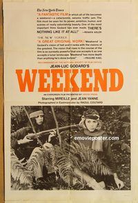 w085 WEEK END one-sheet movie poster '67 Jean-Luc Godard, Mireille Darc