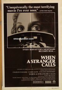 w090 WHEN A STRANGER CALLS one-sheet movie poster '79 Carol Kane, Durning