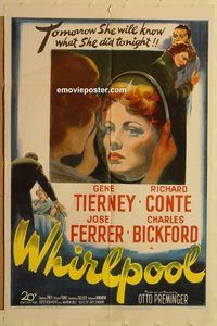 w091 WHIRLPOOL one-sheet movie poster '50 Gene Tierney, Richard Conte