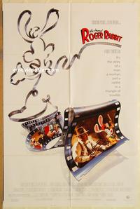 w093 WHO FRAMED ROGER RABBIT one-sheet movie poster '88 Hoskins, animation!