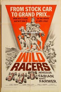 w098 WILD RACERS one-sheet movie poster '68 Fabian, AIP, car racing!