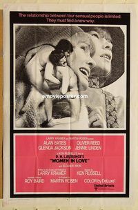 w105 WOMEN IN LOVE one-sheet movie poster '70 Ken Russell, D.H. Lawrence