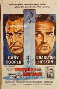 w108 WRECK OF THE MARY DEARE one-sheet movie poster '59 Cooper, Heston