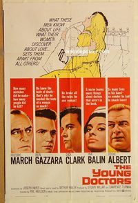 w117 YOUNG DOCTORS one-sheet movie poster '61 Fredric March, Gazzara