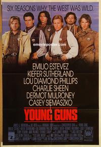 w118 YOUNG GUNS one-sheet movie poster '88 Emilio Estevez, Sheen