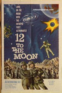 y004 12 TO THE MOON one-sheet movie poster '60 Tom Conway, Tony Dexter