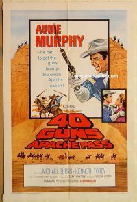 y013 40 GUNS TO APACHE PASS one-sheet movie poster '67 Audie Murphy