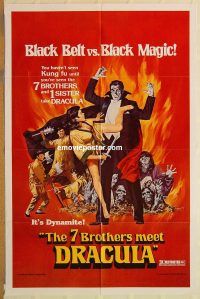 y017 7 BROTHERS MEET DRACULA one-sheet movie poster '79 kung fu horror!