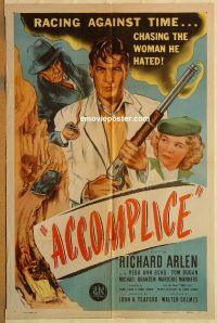 y026 ACCOMPLICE one-sheet movie poster '46 Richard Arlen, Veda Ann Borg