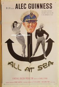 y045 ALL AT SEA one-sheet movie poster '58 captain Alec Guinness!