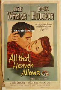 y047 ALL THAT HEAVEN ALLOWS one-sheet movie poster '55 Rock Hudson, Wyman