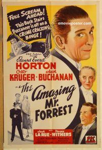 y053 AMAZING MR FORREST one-sheet movie poster '44 Edward Everett Horton