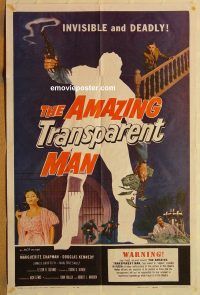 y054 AMAZING TRANSPARENT MAN one-sheet movie poster '59 invisible & deadly!