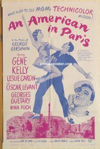 y057 AMERICAN IN PARIS one-sheet movie poster R63 Gene Kelly musical!