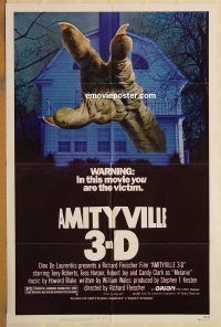 y059 AMITYVILLE 3D one-sheet movie poster '83 cool horror image!