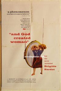 y060 AND GOD CREATED WOMAN one-sheet movie poster '57 Brigitte Bardot