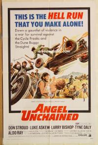 y062 ANGEL UNCHAINED one-sheet movie poster '70 AIP, bikers & hippies!