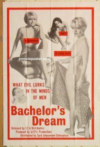 y077 BACHELOR'S DREAM one-sheet movie poster '67 sexploitation!