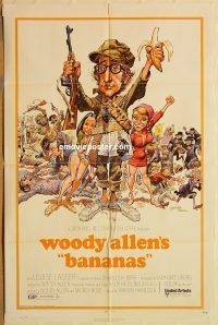 y081 BANANAS one-sheet movie poster '71 Woody Allen, Jack Davis artwork!