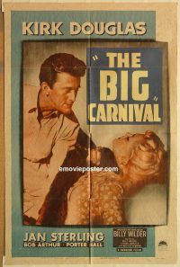 y106 BIG CARNIVAL one-sheet movie poster '51 Billy Wilder, Kirk Douglas