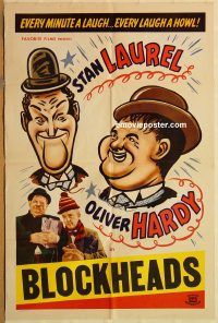y126 LAUREL & HARDY 1sh R40s Laurel & Hardy, Hal Roach, Block-Heads