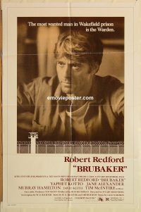 y160 BRUBAKER one-sheet movie poster '80 Robert Redford, Yaphet Kotto