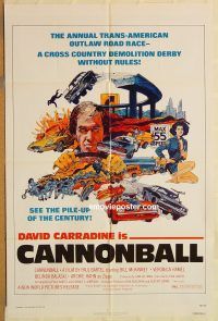 y182 CANNONBALL one-sheet movie poster '76 Carradine, trans-am car racing!