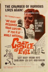 y195 CASTLE OF EVIL one-sheet movie poster '66 Virginia Mayo, horror!