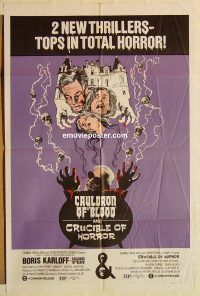 y202 CAULDRON OF BLOOD/CRUCIBLE OF HORROR one-sheet movie poster '70 horror