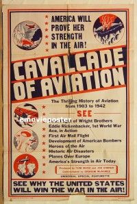 y203 CAVALCADE OF AVIATION one-sheet movie poster '42 WW2 documentary!