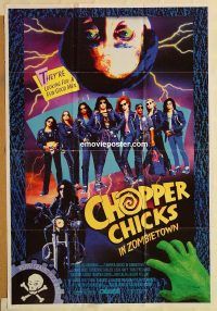 y213 CHOPPER CHICKS IN ZOMBIETOWN one-sheet movie poster '89 cycle sluts!