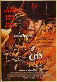 y220 CITY SLICKERS advance one-sheet movie poster '91 Billy Crystal, Stern