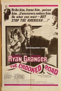 y252 CROOKED ROAD one-sheet movie poster '65 Robert Ryan, Stewart Granger