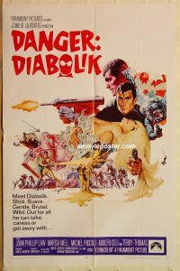 y263 DANGER DIABOLIK one-sheet movie poster '68 Mario Bava, John P. Law