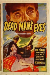 y281 DEAD MAN'S EYES one-sheet movie poster R50 Lon Chaney Jr, Jean Parker