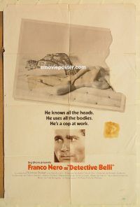 y300 DETECTIVE BELLI one-sheet movie poster '69 Franco Nero, Italian crime!