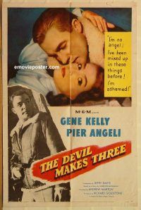 y305 DEVIL MAKES THREE one-sheet movie poster '52 Gene Kelly, Pier Angeli