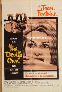 y309 DEVIL'S OWN one-sheet movie poster '67 Hammer, Joan Fontaine