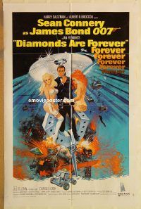 y312 DIAMONDS ARE FOREVER int'l style one-sheet movie poster '71 Sean Connery