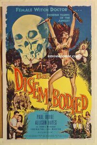 y315 DISEMBODIED one-sheet movie poster '57 sexy female witchdoctor!