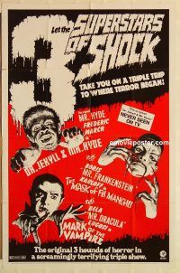 y011 3 SUPERSTARS OF SHOCK one-sheet movie poster '72 Boris Karloff