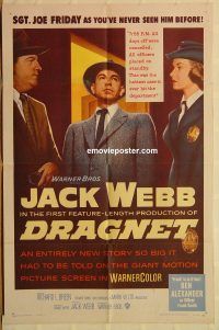 y328 DRAGNET one-sheet movie poster '54 Jack Webb, Ben Alexander
