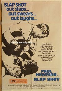 z029 SLAP SHOT English one-sheet movie poster '77 Paul Newman, hockey