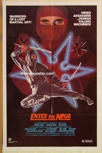 y345 ENTER THE NINJA one-sheet movie poster '81 Franco Nero, martial arts!