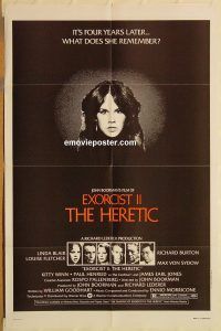 y357 EXORCIST 2: THE HERETIC one-sheet movie poster '77 Linda Blair